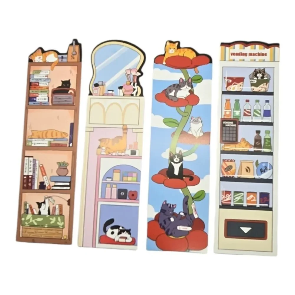 5pc Cat Bookmark Set Colorful Reading Markers Bookshelf Beanstalk Kawaii Gift